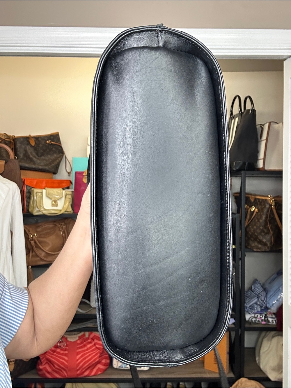 Vintage Salvatore Ferragamo Black Leather Convertible Tote Shoulder Bag Italy - Picture 7 of 16